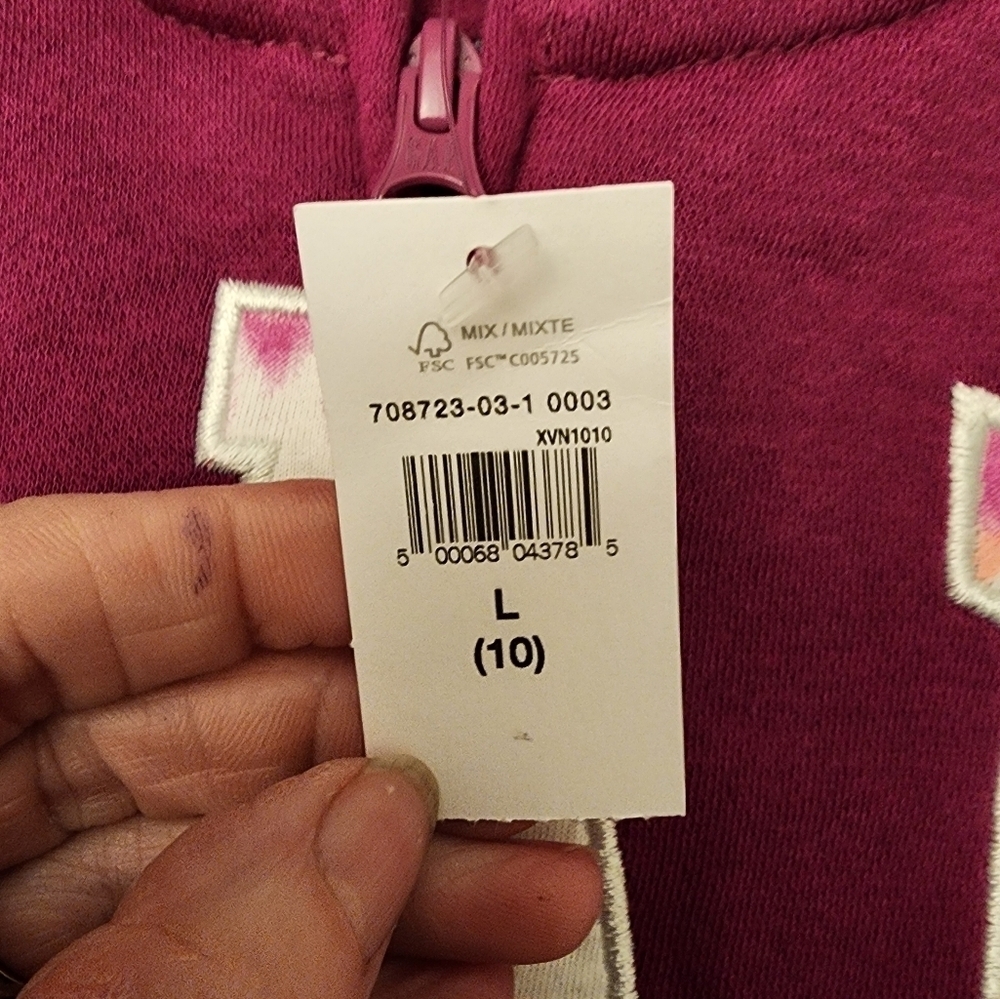 GAP Girls Pink Tie-Dyed Logo Zip Up Hoodie Sweatshirt Sz Large - Picture 3 of 5